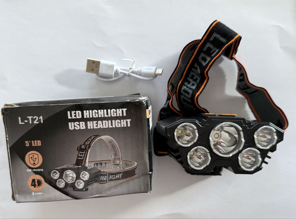 Lanterna frontala reincarcabila USB 5 LED