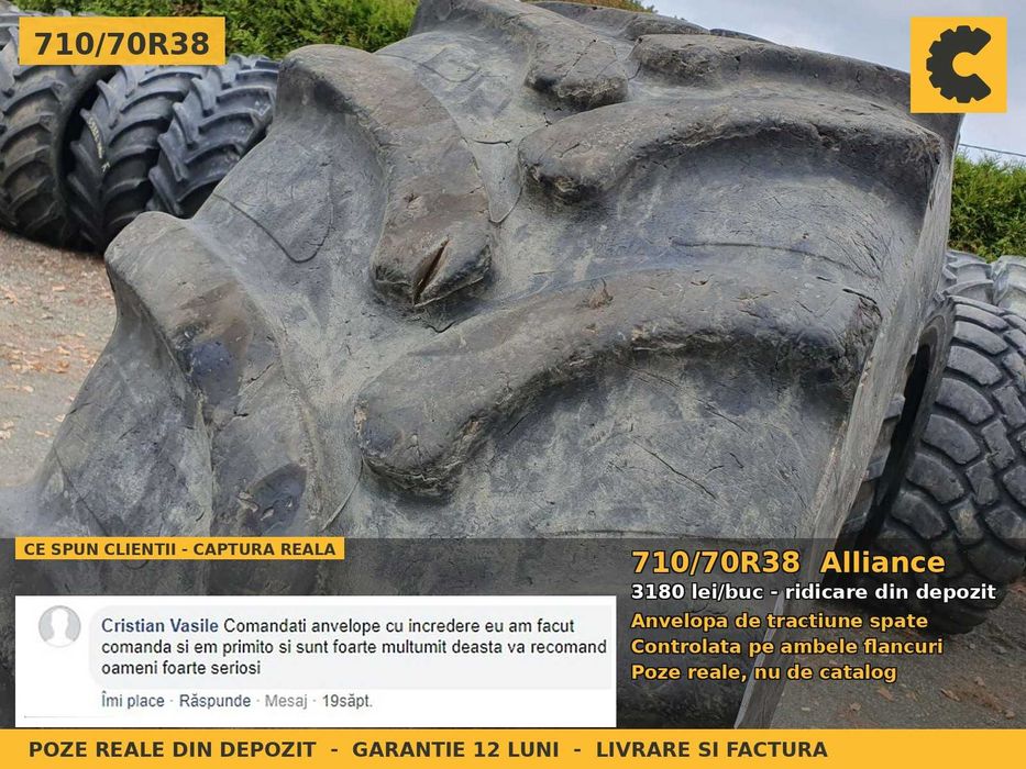 Anvelope Cauciucuri 710/70R38 710/70 R38 710 70 R38 710/70-38 7107038 Alliance Tractor Punte Spate Tractiune SH Second Hand GARANTIE Factura Stoc Real