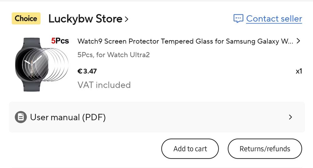 Стъкла 37mm  за Galaxy Watch Ultra 2025, 5 броя