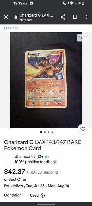 Карта Charizard Pokémon