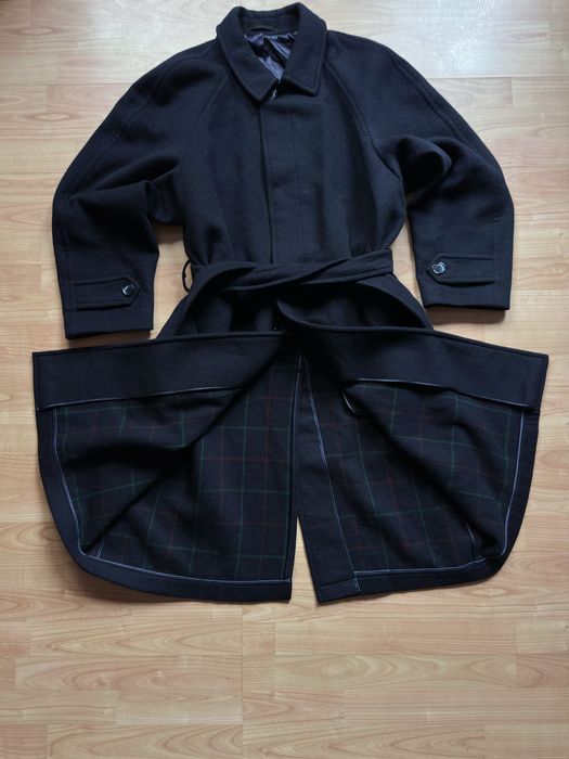 Overcoat balmacaan palton pardesiu Yves Saint Laurent wool navy