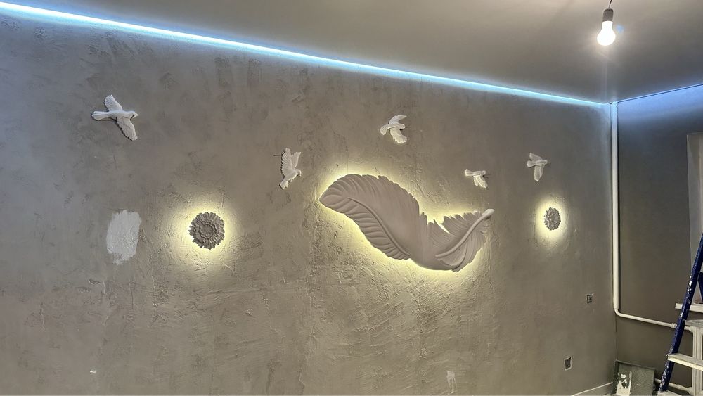 Перья Гипсовая декор