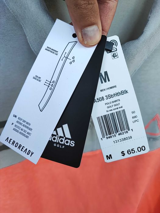 Tricou Polo Adidas Golf Nou cu etichetă, mărimea M, gri/coral