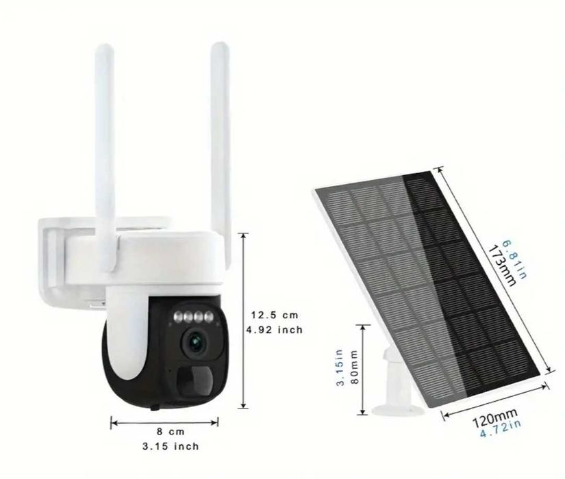 2K FHD WiFi соларна камера може + 128GB карта памет