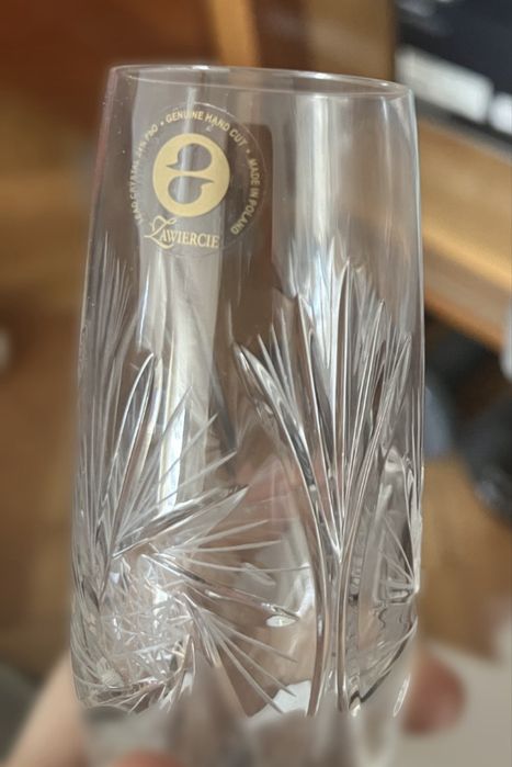 Set 6 pahare de șampanie din cristal tăiat manual – Zawiercie Polonia