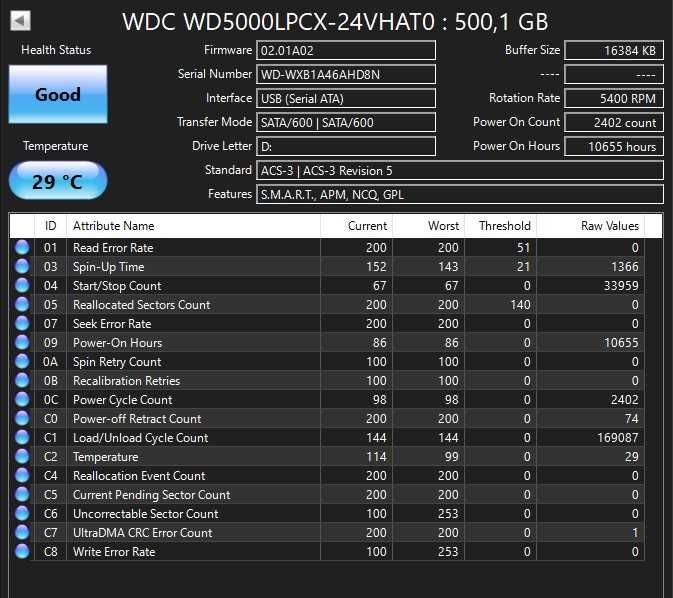 Western Digital WD5000LPCX-24VHAT0 500GB 2.5" laptop HDD