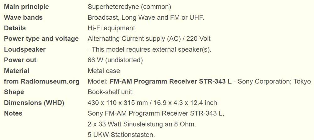 Усилвател, ресийвър Sony STR-343L