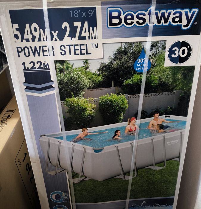 ЧИСТО НОВ басейн Bestway Power Steel – 5.49 м