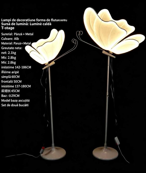 Set 2 fluturi decorativi LED pentru evenimente lumina calda