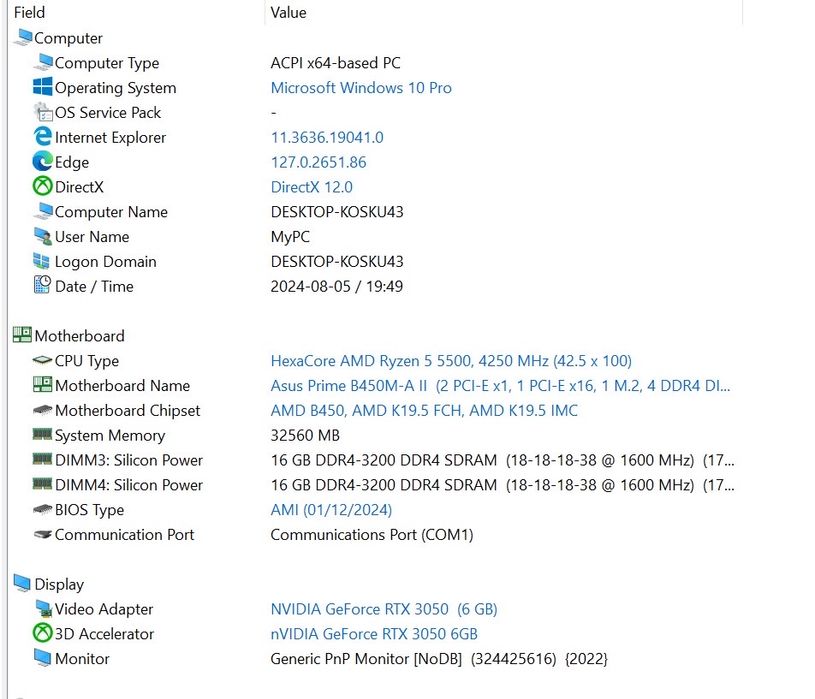 Игровой компьютер (Ryzen 5; RTX 3050 6 gb; 32RAM; m2 500 gb) SAWDS