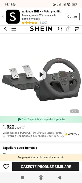 TopWolf 270 Degree Volan cu Pedale Gaming sigilat