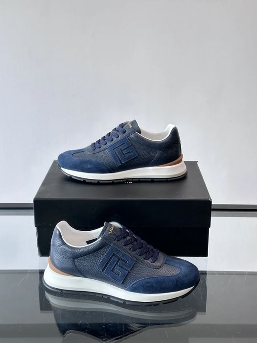 Balmain Monogram Runner Sneaker "Navy Blue Leather"