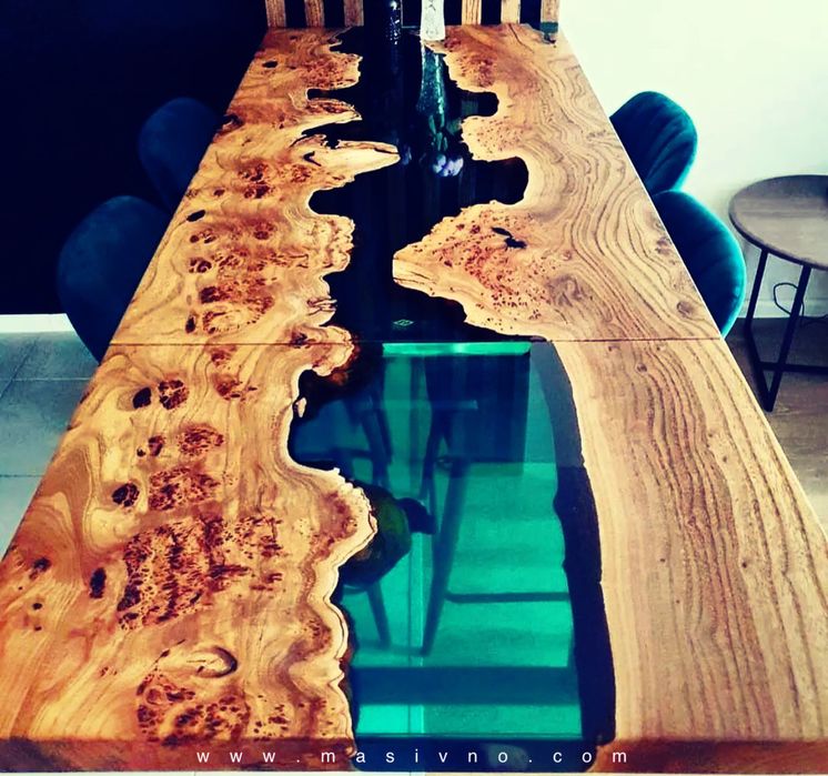 Маса от дърво и епоксидна смола / Холна / Трапезна