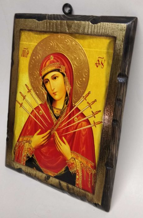 Ръчно изработена икона върху дърво Св Богородица-Седмострелна