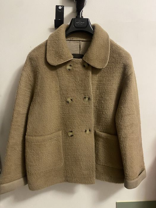 Двубортное пальто альпака