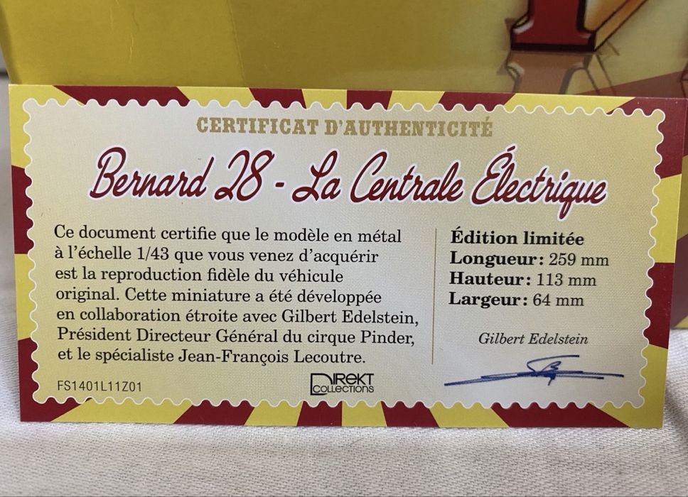 BERNARD 28 electrical truck PINDER CIRCUS 1951 macheta auto 1:43(26cm