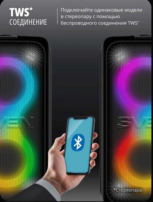 SVEN PS-1000 Большая Bluetooth колонка с микрофоном и караоке 160 Вт