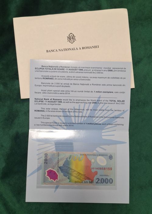 Bancnota 2000 lei 1999 Eclipsa