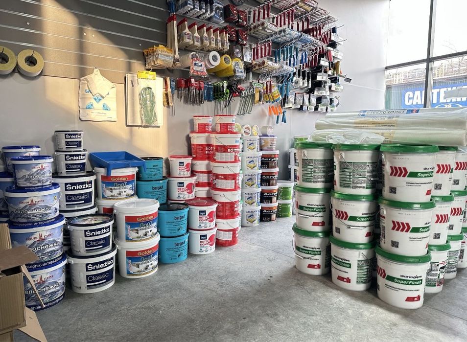 Профиль, гипсокартон, лакокраски, сухие смеси