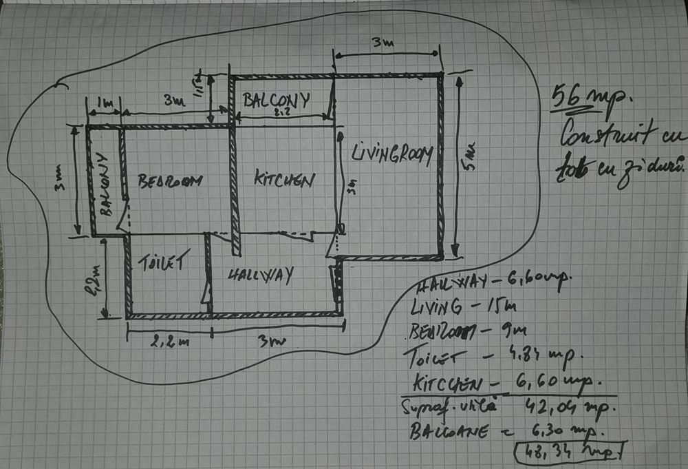 Apartament 2 camere Central, Decomandat, 2 balcoane