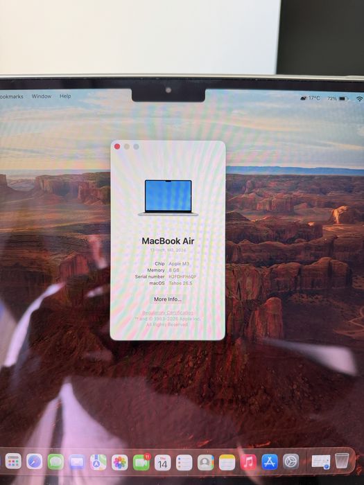 Apple MacBook Air 13-inch (M3) model 2024, echipat cu procesor Apple M3, 256 GB stocare si 8 GB RAM