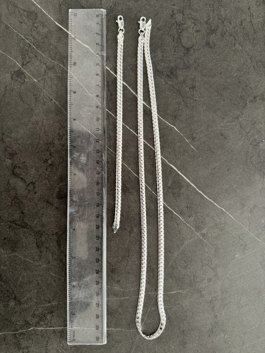 Set Lant si Bratara Argint suflat 925 noi 60 / 20 cm