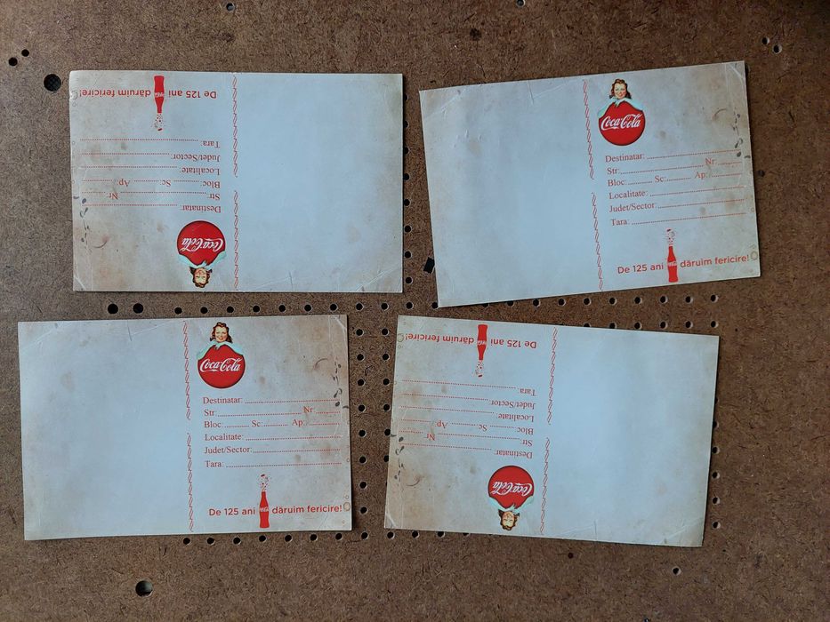 Colectie old Coca Cola vedere carte postala set 4 buc. 200 Lei fix