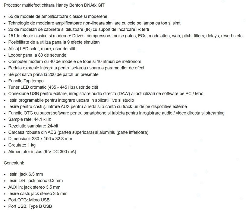 Procesor efecte chitara Harley Benton DNAfx