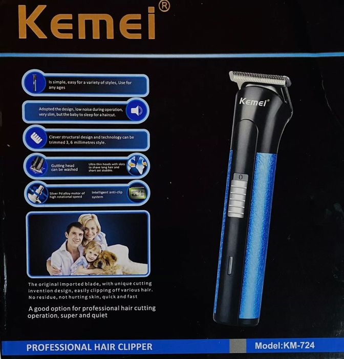 Професионална Машинка за Подстригване Тример за Брада Kemei KM-724