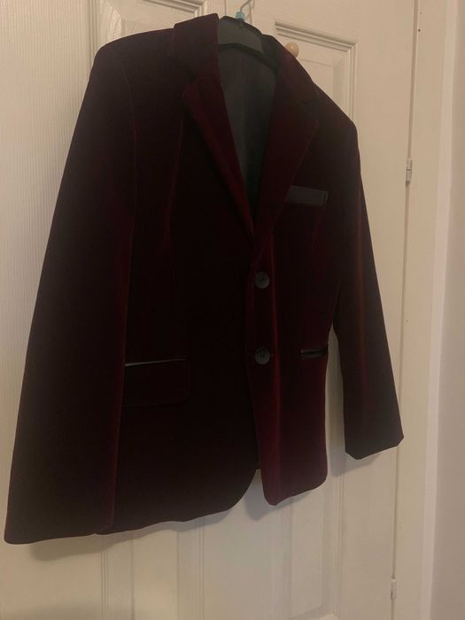 Sacou catifea baiat 7 ani - 122 cm culoare bordeaux