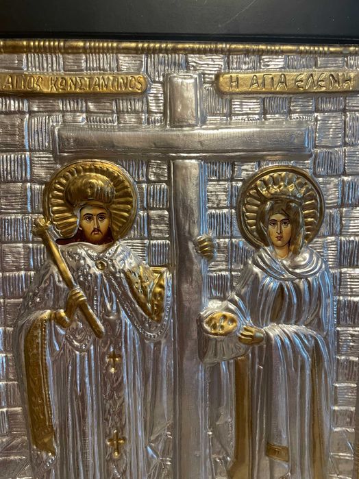 icoana arginatata icoana veche sfinti constatin si elena icoana  30x40