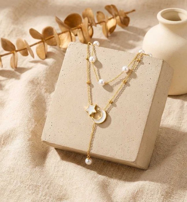 Cadou Ideal Premium Set Bratara Cercei Colier Otel Inox Placat Aur 18K