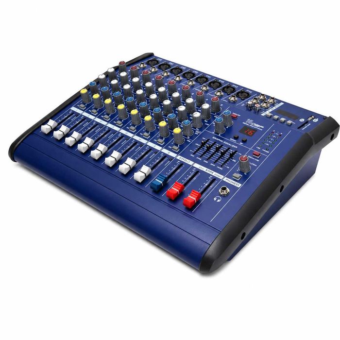 Mixer audio 2 X 500W 8 canale PMX802D cu amplificator USB Bluetooth 16 efecte DSP Egalizator