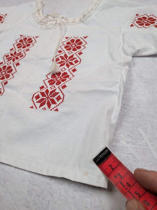 Ie Traditionala Romaneasca Motive Folclorice Broderie Rosie copii / fe