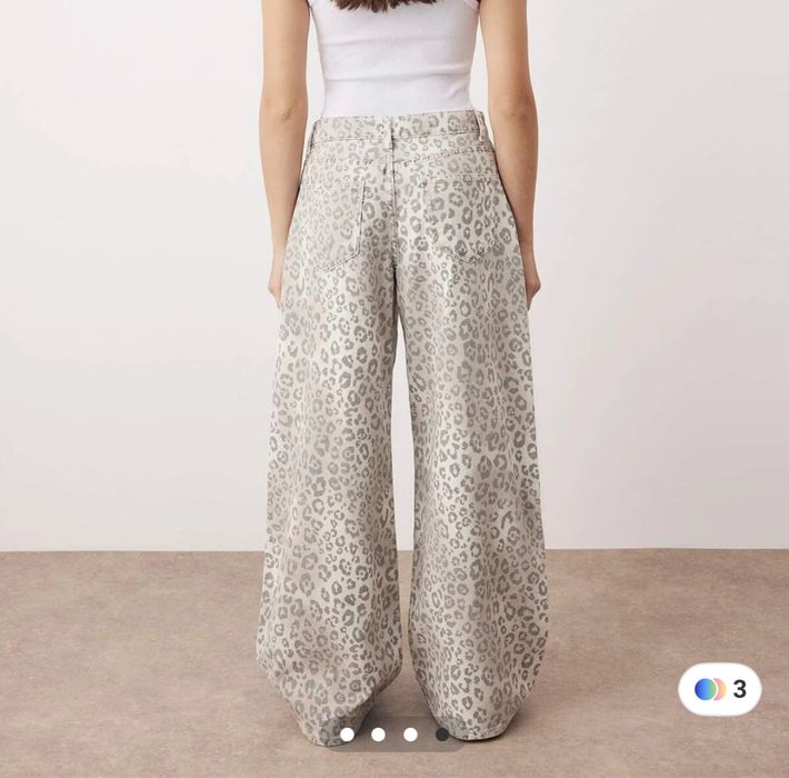 Леопардови дънки wide leg 100% памук