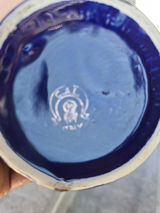 SetCeramicAlbastruCobaltVaze siCeas Fabricat 1962firmaCAT Italy