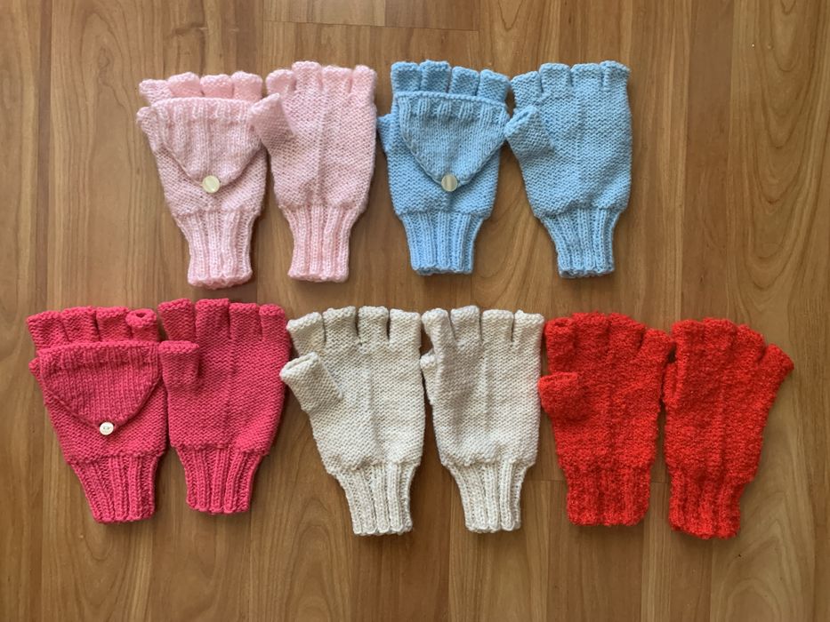 Ръчно плетени дамски ръкавици с капаче без пръсти За момичета или жени