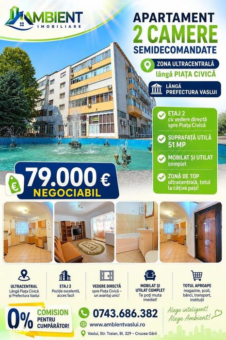 Apartament cu 2 camere, etaj 2, mobilat și utilat, VASLUI - zona ULTRA — fotografia 1