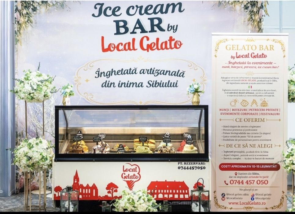 Gelato BAR - Inghetata la evenimente nunti botezuri petreceri ice cream bar ( jamon bar , fructe bar , tabachera bar , pizza bar , cocktail bar  , )