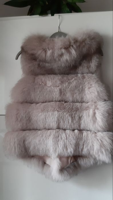 Vesta din blana naturala de vulpe bej roze,superba M