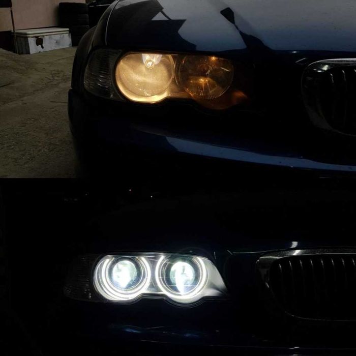 Lupe pentru Far BMW E46 Lupe Bixenon+Xenon Canbus+Inele Angel Eyes