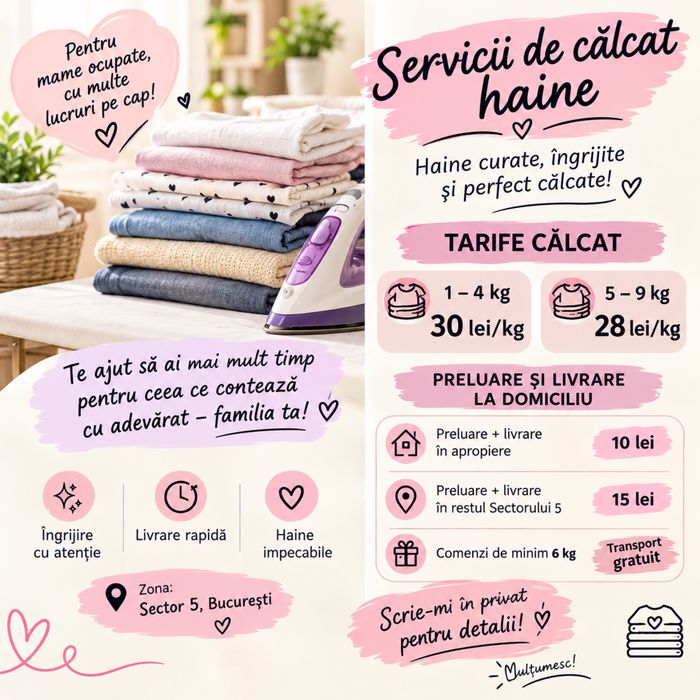 Calcat cu grija / servicii de calcat