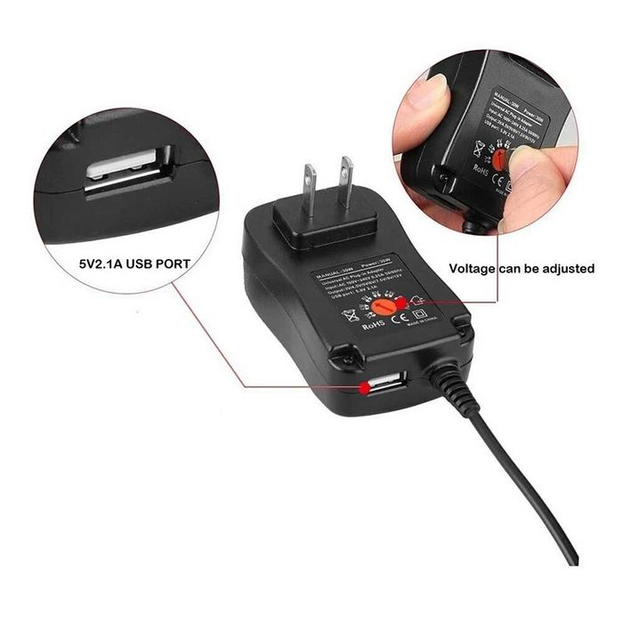 Адаптер регулируем Automat, Универсалeн, USB зарядно, 30W 3V-12V AC DC