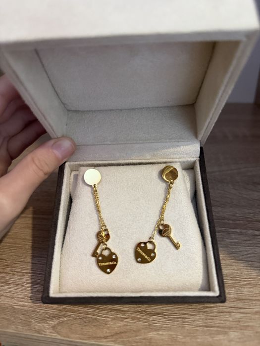 Cercei tiffany & co inimioară și cheie cu cristale micuțe