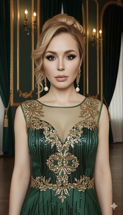 Шикарное платье, цвет этого года - зелёный изумруд