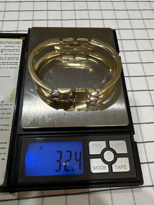 Златна гривна унисекс мъжка и дамска 585 14.к 32.40гр  бяло и жълто