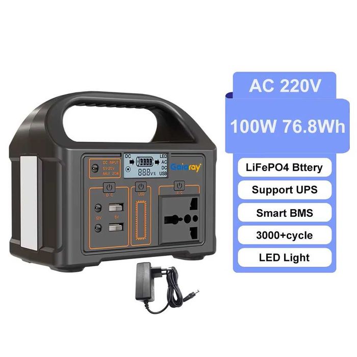 Mini UPS powerbank 220V – 100W – acumulator Lifepo4 pentru pescuit 1kg