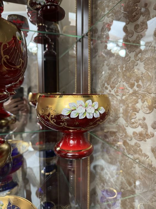 Богемское стекло синий и красный оригинал