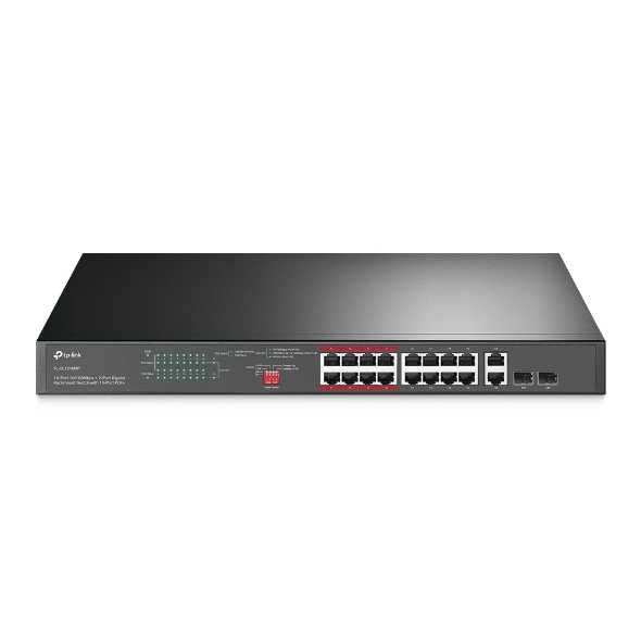 16 портовый PoE свич на 10/100 Мбит/с и 2 гигабит TP-LINK TL-SL1218MP