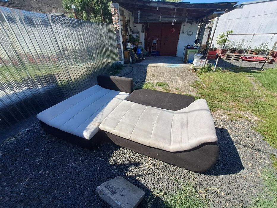 Vand coltar extensibil culoare crem cu negru